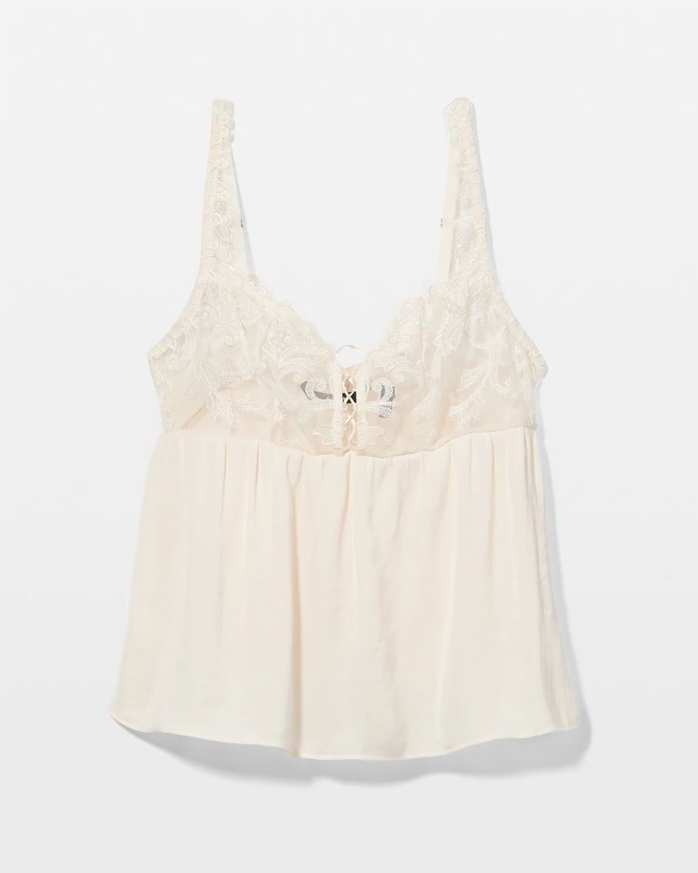 Crinkle Satin + Embroidery Camisole | Soma